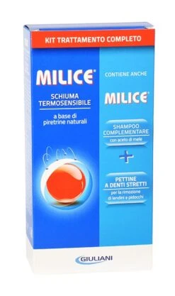 Milice Schiuma + Shampoo E Balsamo + Pettinino Rimozione Lendini E Pidocchi